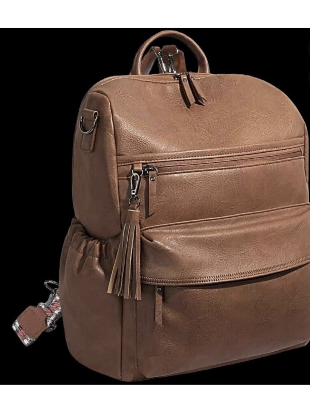 TVCDFG Unisex Convertible Backpack with 2Pcs Boho Straps GRAY PU Leather